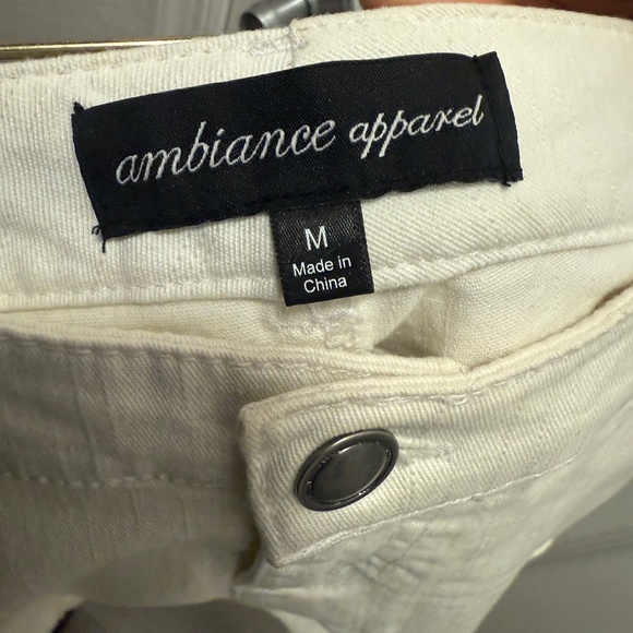 Ambiance Apparel White Jean Shorts (Size Medium) Good Condition (2 Small Stains) - Picture 6 of 6